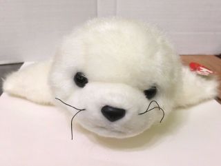 Ty Classic Plush Flippers Arctic White Seal Pup Stuffed Animal 2002 16 " Toy