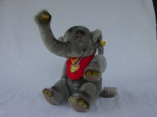 Vintage Steiff Elephant " Jumbo " 0520/22 With Bell,  Ear Tag & Button.  12 " Tall.