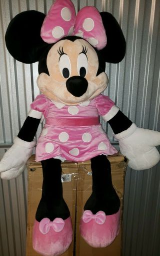 Disney Minnie Mouse Xl 42 " Giant Jumbo Plush Stuffed Animal Disney Store Patch