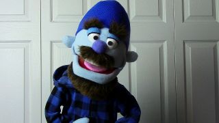 Professional " Blue Hipster " Muppet - Style Ventriloquist Puppet