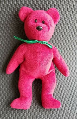 Authentic Ty Beanie Baby 1993 Teddy Bear Cranberry Face 1st Gen Tush