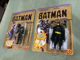 Vintage Batman Action Figure With Bat - Rope,  Still In Package Includes Bob 1989