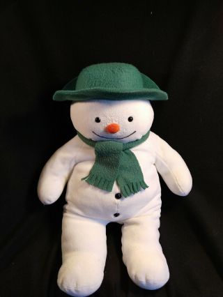 Raymond Briggs The Snowman Plush Lg 21 " White Velour W/ Green Felt Scarf & Hat