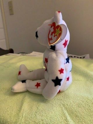 TY BEANIE BABY GLORY WITH UP SIDE DOWN AMERICAN FLAG PATCH.  MWNTS. 2