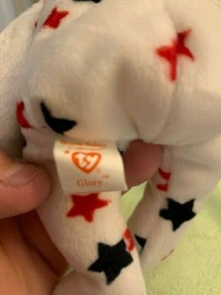 TY BEANIE BABY GLORY WITH UP SIDE DOWN AMERICAN FLAG PATCH.  MWNTS. 7