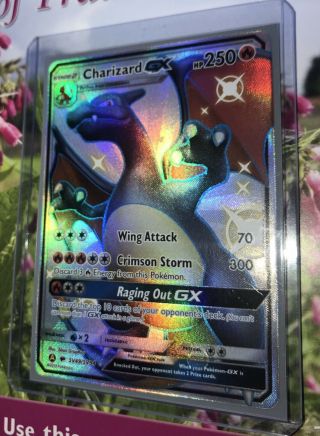 Shining Charizard GX SV49 Holographic Card Pokemon Hidden Fates RARE 10