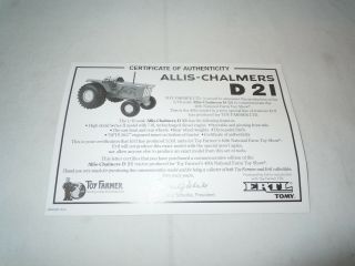 Allis Chalmers D - 21 ORANGE CHROME 2017 National Farm Toy Show Edition 1 of 40 11