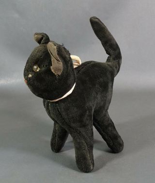 ANTIQUE GERMAN CLOTH STUFFED BLACK HALLOWEEN CAT TOMCAT TOY PLUSH GLASS EYES 4