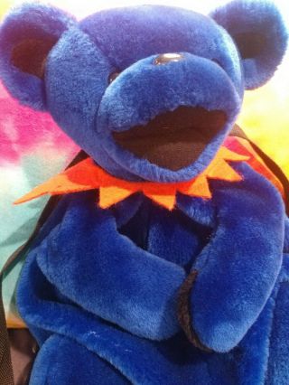 Steven Smith Grateful Dead Plush Bear Backpack,  Blue with Orange Collar 6