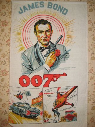 Vintage Cloth Wall Hanging James Bond 007 Sean Connery 1966