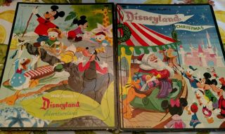 2 Whitman 1956 Disneyland Mickey Mouse Christmas & Adventureland Tray Puzzles