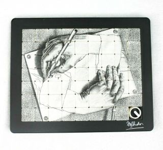 Vintage 1948 M.  C.  Escher Drawing Hands Plastic Slide Puzzle Made By Pussycat