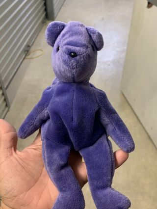 Ty Beanie Baby - Teddy Violet - Old Face (no Hang Tag - 1st Gen Tush Tag)