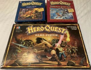 Heroquest Boardgame With Barbarian And Elf Quest Packs Not Complete