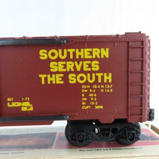 Lionel 6 - 9700 Southern Boxcar Brown with Yellow Lettering Prototype Box 6