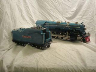 Mth Pennsylvania Standard Gauge Blue 4 - 4 - 2 Steam Engine And Tender