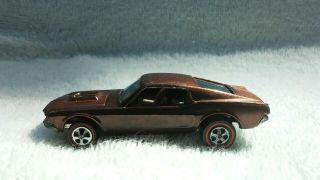 1968 Mattel Hot Wheels Red Line Custom Mustang Die Cast Car Redlines Usa Brown