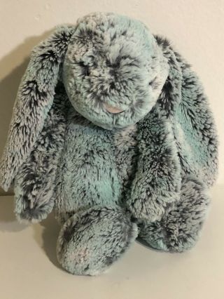 Jellycat London Bashful Bunny Rabbit Gray Turquoise Plush 12 " Soft