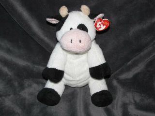 Ty Milkers Stuffed Plush Pluffies Beanie Baby Cow Black White 2006 8 " Nwt