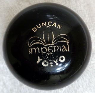 Vtg 1950s Duncan Imperial Classic Toy Yo - Yo Black Plastic Gold Writing