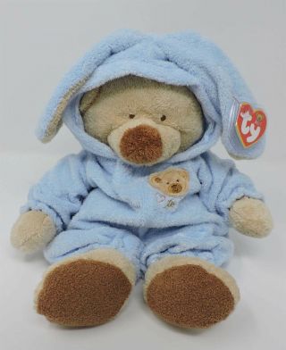 Baby Ty Pluffies Pj Blue Bear Bunny Removable Pajamas Plush Love To Baby 12 "