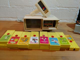 Vtg Fisher Price Movie Viewer Theater With 14 Cartridges And Viewer