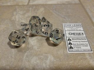 Chessex Dice Chx Le669 Confetti/black 7 Polyhedral Die Set Oop
