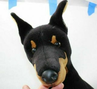 Doberman Pincher Dog Black Brown Realistic Plush Stuffed Animal 26 " Long