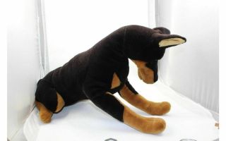 Doberman Pincher Dog Black Brown Realistic Plush Stuffed Animal 26 