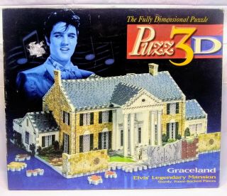 Vintage 1994 Puzz 3d Elvis Presley Graceland Mansion Puzzle Milton Bradley 460pc