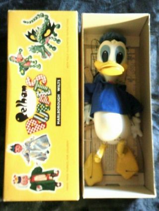 Pelham Puppets Rare Donald Duck Marionette W/knotted Legs S.  E.  Outfit