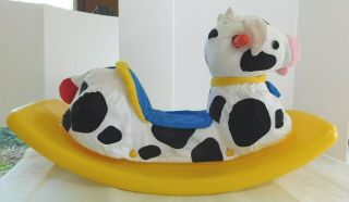 Vintage Little Tikes Cow Rocking Chair Toy Ride On Fabric Rocker Yellow Rare