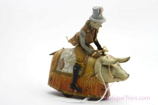 Antique Lehmann Paddy & The Pig German Tin Windup Irish Toy W/swine