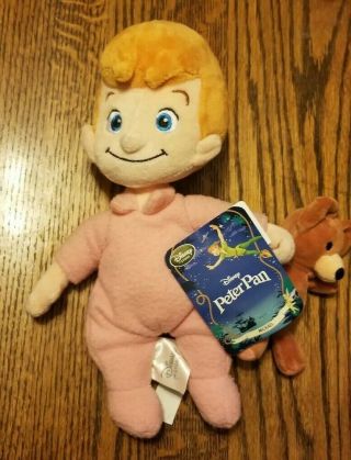 Disney Store Peter Pan Michael Darling With Bear Doll Stuffed Animal Plush Toy