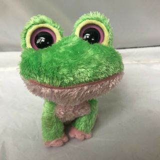 2009 Ty Beanie Boos Kiwi Frog Plush Green Pink Solid Eyes 6 " Retired No Tag