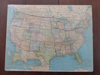 Pacific Puzzle Company Usa Map Handcrafted Hardwood Puzzle Vintage America