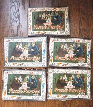 5 Antique A.  C.  Gilbert Puzzle Parties With Boxes,  Asst.  Of S 1,  2 & 3