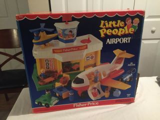 Vintage 1986 Fisher Price Little People Airport Playset 100 Complete