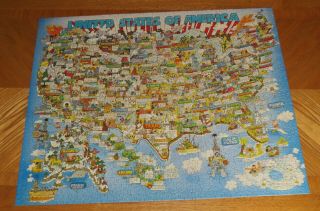 Robert Blair Martin Art - Good Old U.  S.  Of A.  - Vtg Springbok Puzzle - Assembled