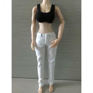 1/6 Black Low - Cut Vest White Jeans Pants For 12  Phicen Kumik Female Figure