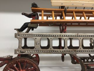 Antique HUBLEY fire Hook/Ladder (ca.  1910) cast iron,  horse drawn,  huge 33 1/2 