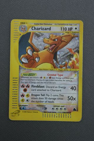 Pokemon Crystal Charizard,  146/144,  Skyridge,  Light Play,  Ultra Rare