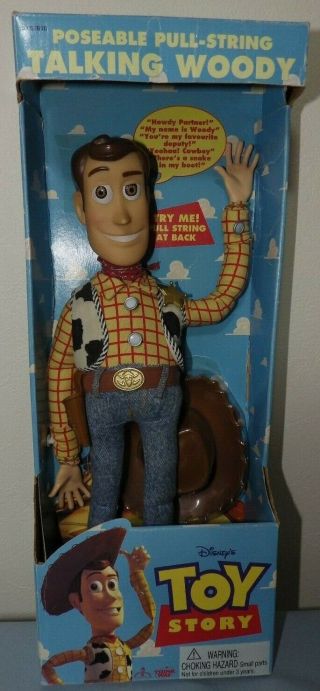 Toy Story Poseable Pull - String Talking Woody Thinkway 1995 Disney Pixar