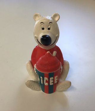 Vintage Rubber Icee Bear Advertising Bank