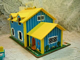 Vintage Fisher Price Little People Play family Yellow House 952 COMPLETE 34 pc 7