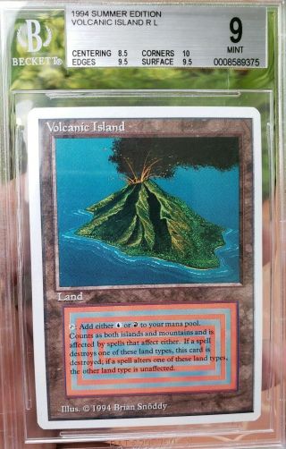Vintage Magic | BGS 9 MTG Summer Magic Volcanic Island.  5 from 9.  5 w/10 SUBGRADE 3