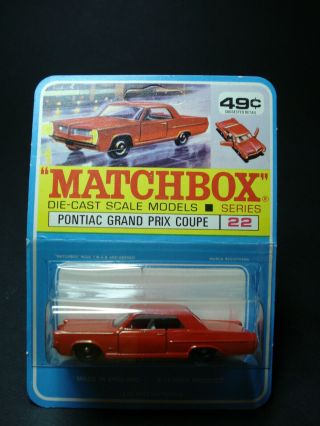 Very Rare Matchbox Lesney No 22 Pontiac Gp Sports Coupe - Canadian Blister