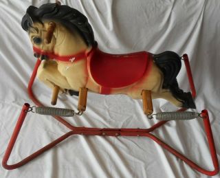 Vintage Horse Pony Rocking Spring Toy Cowboy 1960 ' s Plastic Riding Horse 4