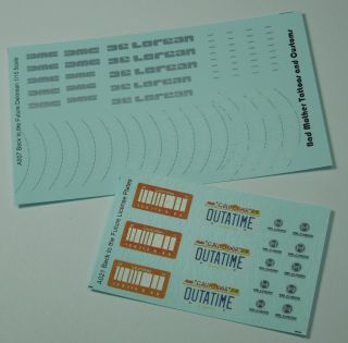 1/15 Waterslide Decals Full Set For Diamond Select Back To The Future Delorean