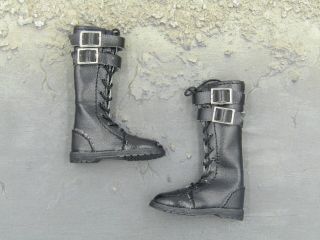 1/6 Scale Toy Female Black High Top Leather Like Boots (foot Type)